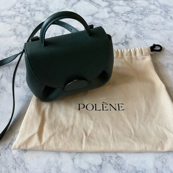 Polene Numéro Un Nano Dark Hunter Green Crossbody Bag Purse Paris - Picture 12 of 12